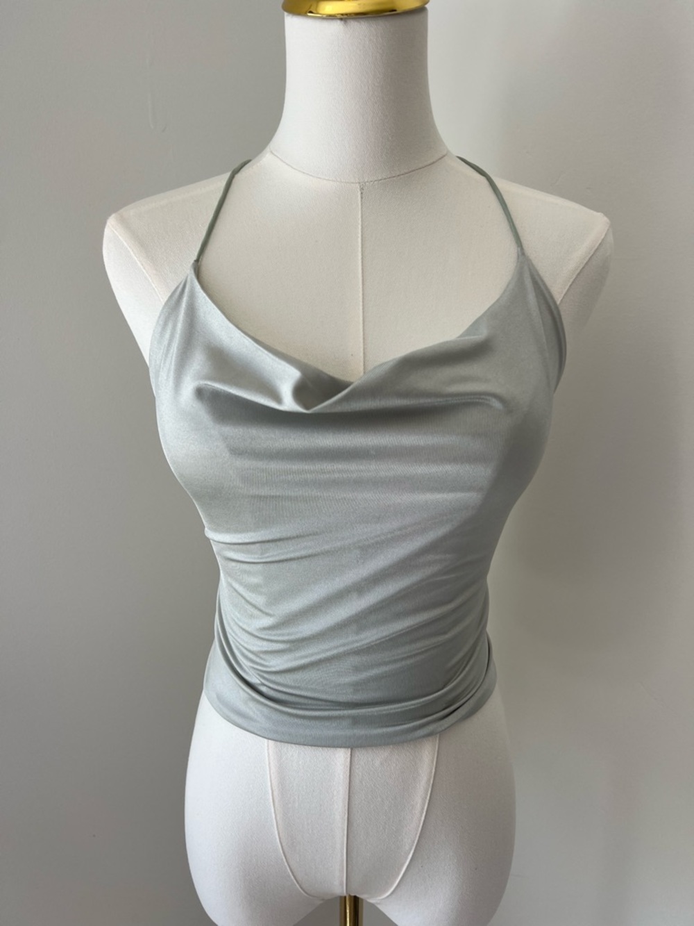 Silver Cowl Crop Top
